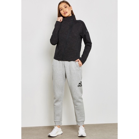 ADIDAS Heartracer Turtle-neck Jersey Moto Jacket in Space Dark Gray - Picture 9 of 9